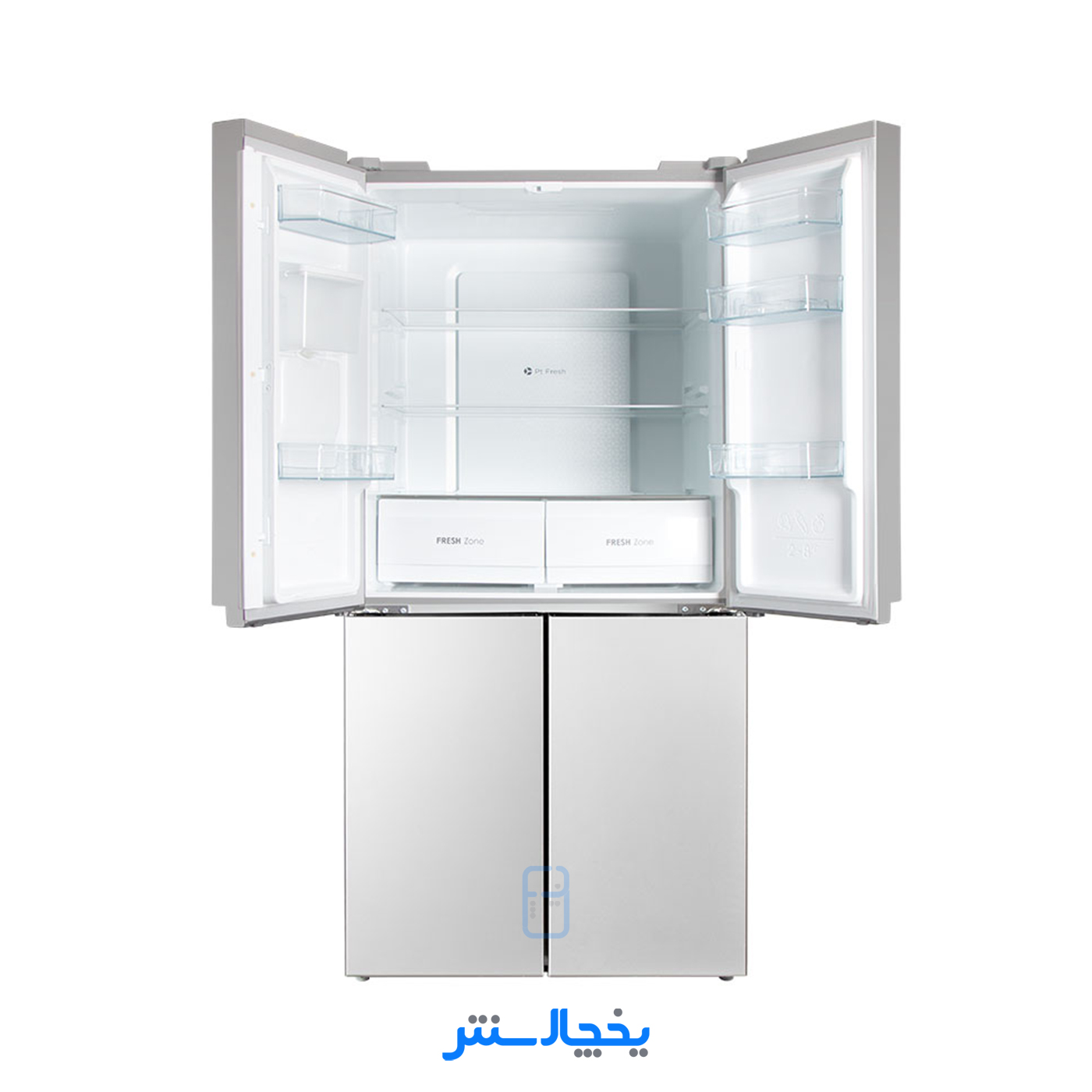 یخچال فریزر ساید بای ساید چهار درب پاکشوما مدل RDP530W (E7) سفید (کابین امباس و درب صدفی)