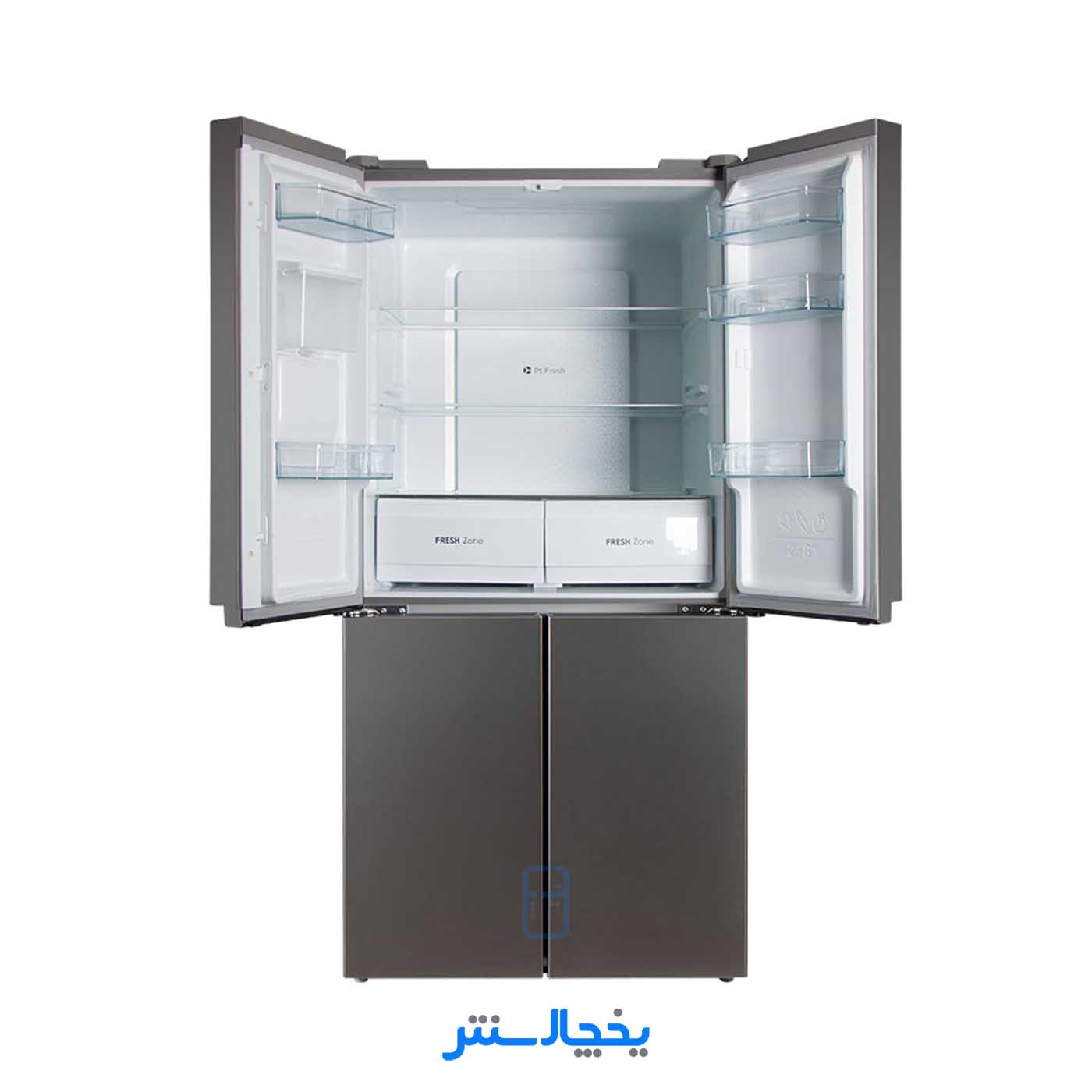 یخچال فریزر ساید بای ساید چهار درب پاکشوما مدل RDP530iX (N6) اینوکس (کابین ساده و درب مات)