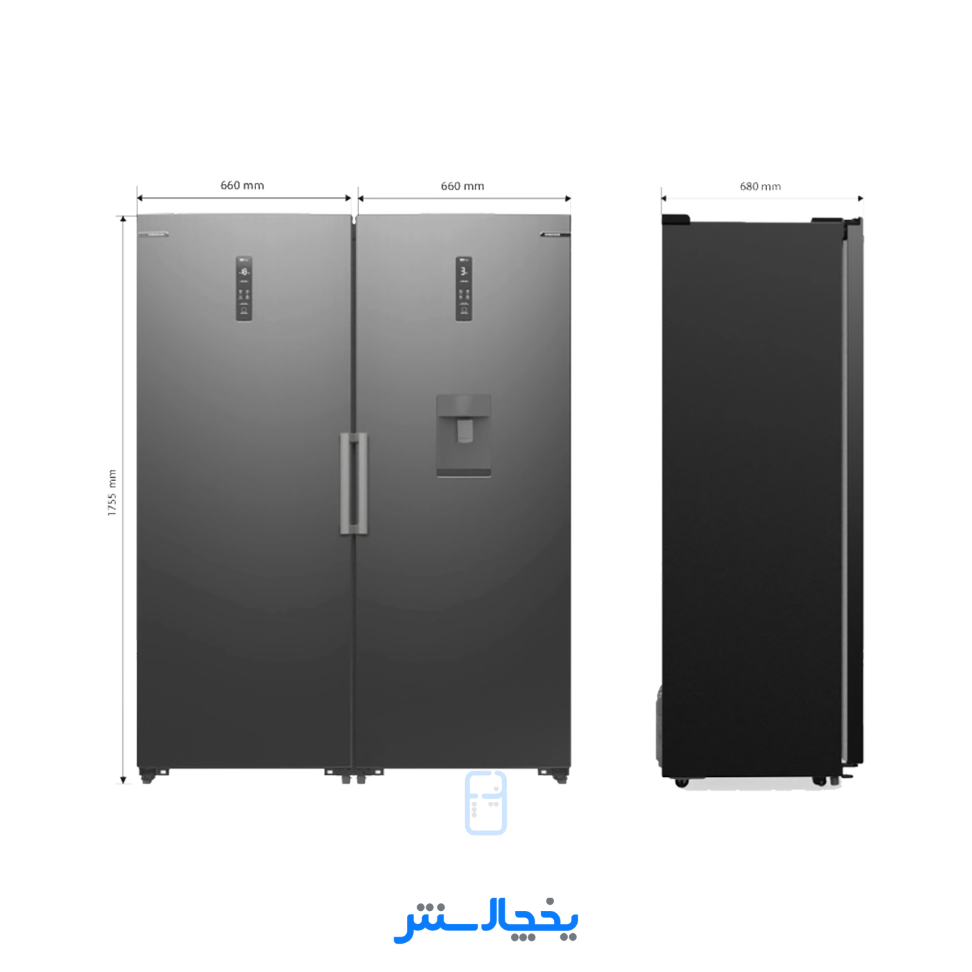 یخچال فریزر دوقلو امرسان 16 فوت کندانسور مخفی مدل R16H-F16H-KT01 تیتانیوم